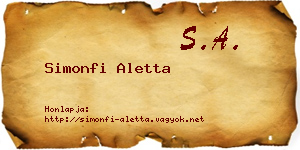 Simonfi Aletta névjegykártya